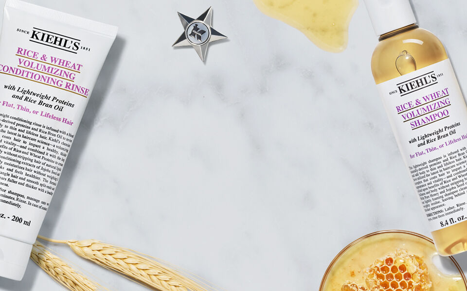 Banner de productos capilares con arroz y trigo de Kiehl's 40