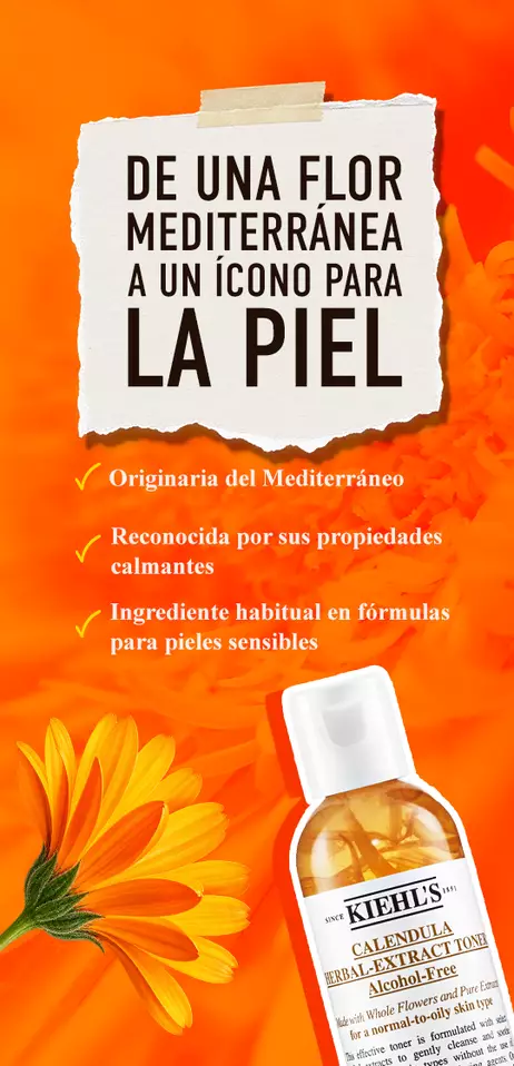 Tonico facial de Calendula de Kiehl's. Formula con extracto de flores para calmar e hidratar la piel sensible.