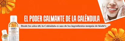 Coleccion facial de Calendula de Kiehl's. Banner con el tonico Herbal-Extract que destaca el poder calmante de la calendula, un ingrediente insignia en el skincare de la marca desde los anos 60.